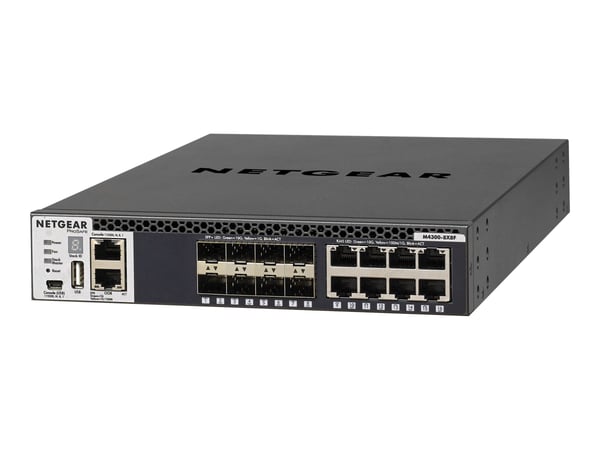 NETGEAR M4300-8X8F - Switch - L3 - Administrerad - 8 x 10/100/1000/10000 + 8 x 10 Gigabit SFP+ - främre till bakre luftflöde - rackmonterbar