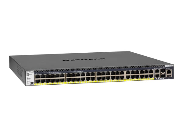 NETGEAR M4300-52G-PoE+ - Switch - L3 - Styrt - 2 x 10/100/1000/10000 + 2 x 10 Gigabit SFP+ + 48 x 10/100/1000 (PoE+) - front til bakside-luftflyt -...