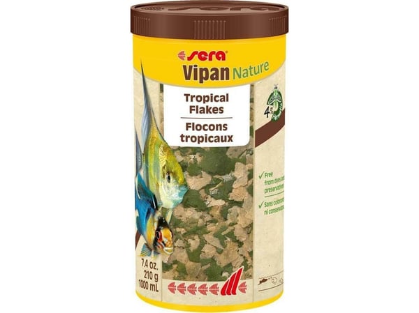 Sera Vipan Nature Large Tropical Flakes 1000 ml, large flakes - premium food
