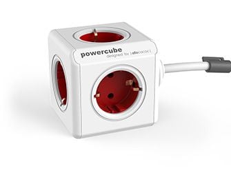 Allocacoc PowerCube, 3 m, Sisätila, Muovi, Punainen, Valkoinen, CE, KEMA, TuV, RoHS, 1 AC-pistorasia(a)