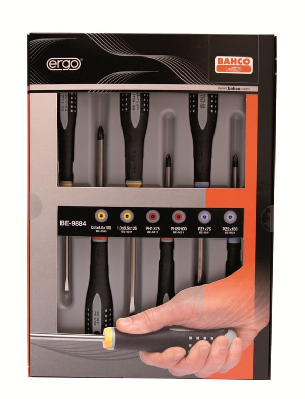 Bahco ERGO™ 6-osainen ruuvimeisselisarja - PH1/2, PZ1/2, SL 4.0/5.5 (BE-9884)