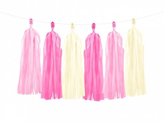 Party Deco DIY frynser, rosa og gul blanding, 1,5 m