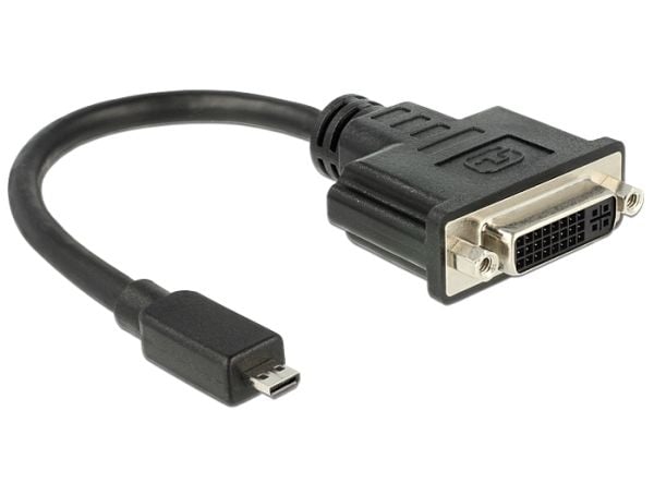 Delock - Video adapter - 19 pin micro HDMI Type D hann til DVI-D hunn - 20 cm - svart