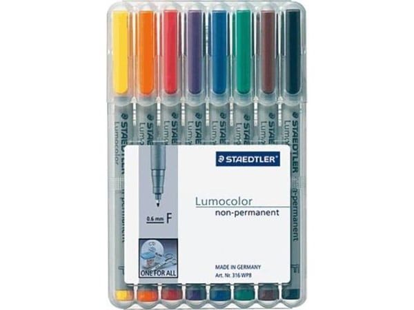 Staedtler 316 WP8, 1 kpl, Musta, Sininen, Ruskea, Vihreä, Oranssi, Punainen, Violetti, Keltainen, Harmaa, Polypropeeni (PP), 0,6 mm