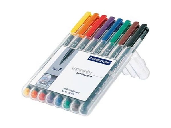 Universalpen Lumocolor 318WP-8 fine ass. farver (æske a 8 stk.)