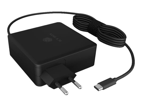 ICY BOX IB-PS101-PD - Strømadapter - AC 110-240 V - 90 watt - utgangskontakter: 2 - svart