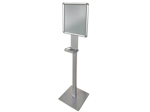 TWIN AGENDA Soap Dispenser Stand with A3 Snapframe - Silver