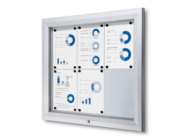 TWIN ulkokäyttöön tarkoitettu valkotaulun ripustuskaappi - 6 x A4 hopea 760x47x805mm (1kpl)