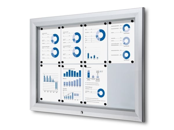 TWIN ulkokäyttöön tarkoitettu valkotaulun ripustuskaappi - 8 x A4 hopea 760x47x1025mm (1kpl)