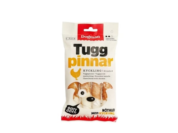 DOGMAN Tyggepinner med kylling 4-pakning 12,5cm