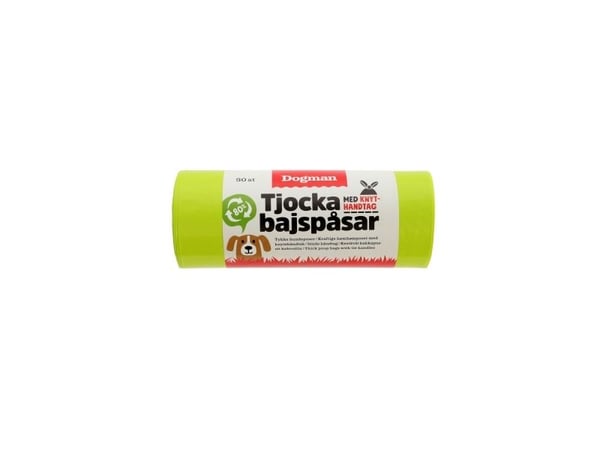 DOGMAN Paksut kakkapussit solmittavalla kahvalla 50 pussia Lime