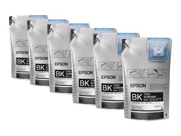 Epson UltraChrome DS Black T741100 (1Lx6packs), Väriainepohjainen muste, 1 kpl, Monipakkaus