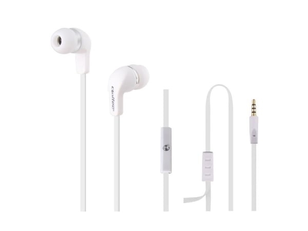 Qoltec - Ørepropper med mikrofon - i øret - kablet - 3,5 mm jakk - hvit