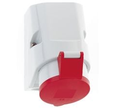 BALS CEE seinäpistorasiaH6 400V 32A 5-napainen, punainen leveys x korkeus 83x126 mm, yläosa M25 alaosa 2x M25, Quick Connect®IP44, polyamidi