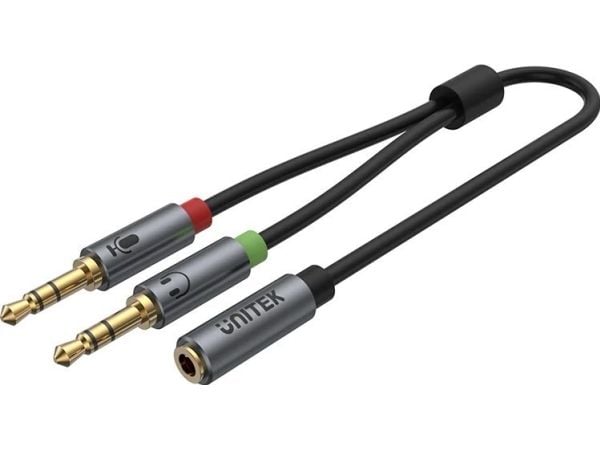 Unitek Y-C957ABK - Audioadapter - minijakk hunn til minijakk hann - 20 cm - grå