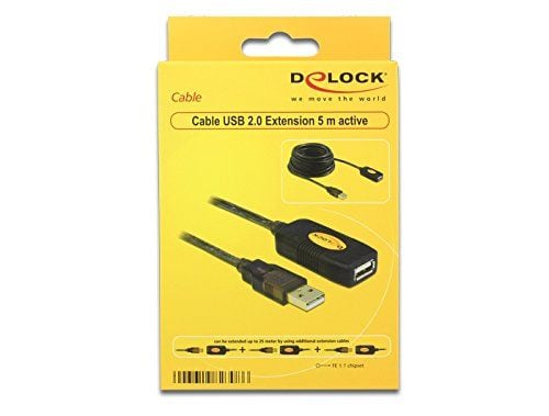 Delock - USB forlængerkabel - USB (han) til USB (hun) - 5 m - aktiivinen