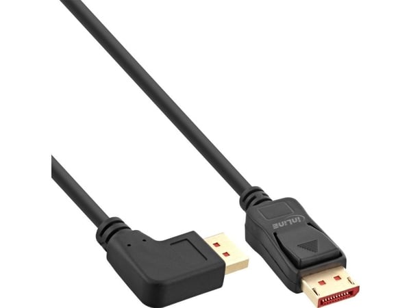 INLINE - DisplayPort-kabel - DisplayPort (M) venstrevinklet til DisplayPort (M) rett - DisplayPort 1.4 - 2 m - 8K-støtte - Svart