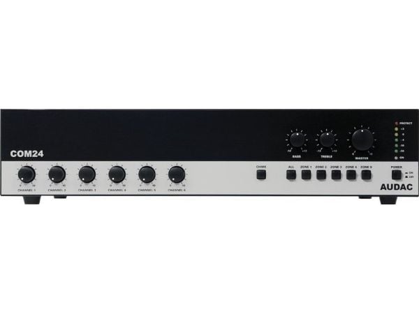 Audac COM24 - Mixerförstärkare - drivna - 6 kanaler - 240 Watt - kan monteras i rack