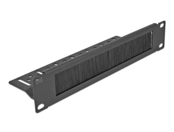 Delock - Panel med rektangulär kabelgenomgång - rackmontering - svart - 1U - 10"
