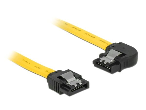 Delock - SATA-kabel - Serial ATA 150/300/600 - SATA (hann) til SATA (hann) - 20 cm - låst, venstrevinklet kontakt - gul