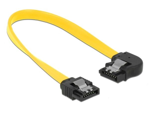 Delock - SATA-kabel - Serial ATA 150/300/600 - SATA (hann) til SATA (hann) - 20 cm - låst, venstrevinklet kontakt - gul