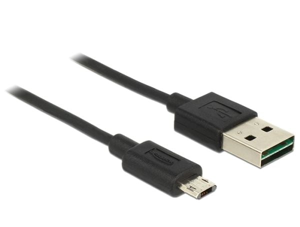 DeLOCK EASY-USB - USB-kaapeli - Micro-USB Type B (han) til USB (han) - USB 2.0 - 1 m - omvendelig A-stikforbindelse, omvendelig micro B-stikforbind...