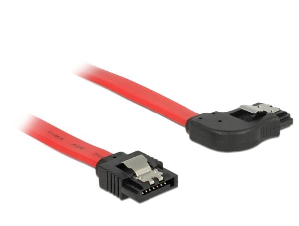 Delock - SATA-kabel - Serial ATA 150/300/600 - SATA (hunn) til SATA (hunn) - 50 cm - låst, rettvinklet kontakt - rød