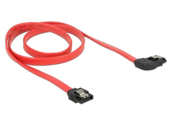 Delock - SATA-kabel - Serial ATA 150/300/600 - SATA (hunn) til SATA (hunn) - 70 cm - låst, rettvinklet kontakt - rød