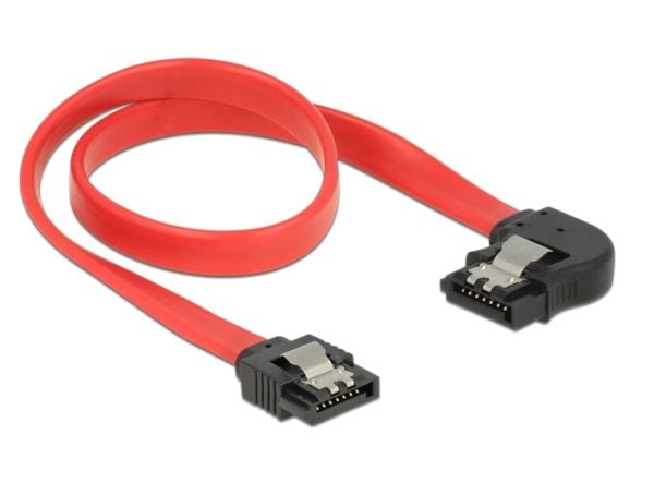Delock - SATA-kabel - Serial ATA 150/300/600 - SATA (hann) til SATA (hann) - 30 cm - låst, venstrevinklet kontakt - rød
