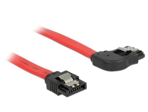Delock - SATA-kabel - SATA (hann) til SATA (hann) - 20 cm - låst, rettvinklet kontakt - rød