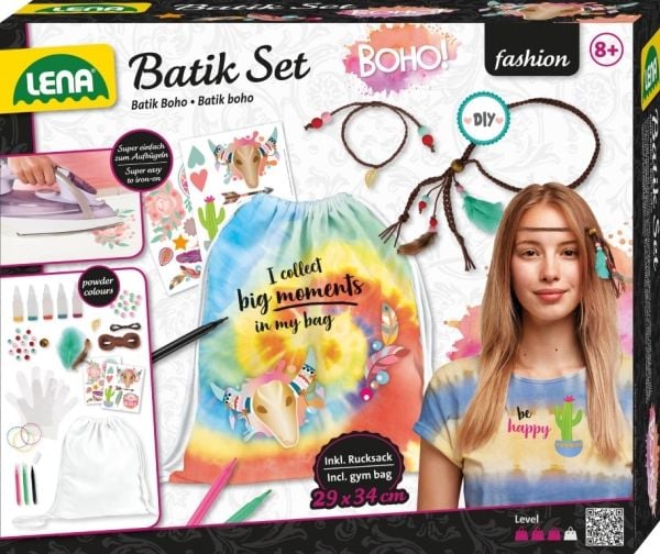 Lena Batik Boho Set, Håndverkssett for barn, 8 år, Flerfarget