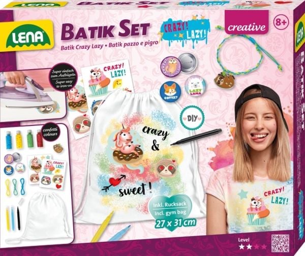 Lena Batik Crazy & Lazy Set, Håndverkssett for barn, 8 år, Flerfarget