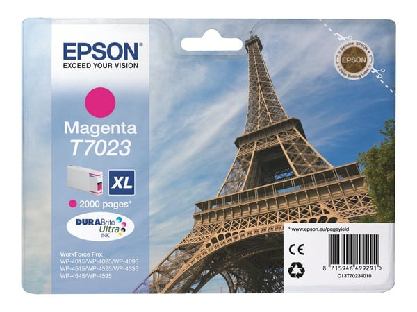 Epson Eiffel Tower WP4000-/4500-sarjojen mustepatruuna XL magenta 2k, Väriainepohjainen muste, 21,3 ml, 1 kpl