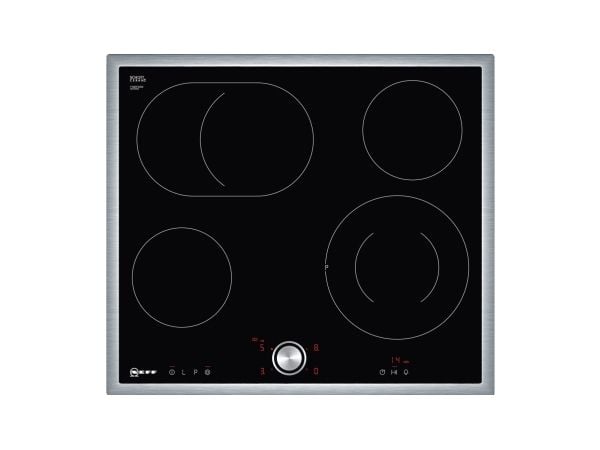 Neff T16BT76N0 - Keramisk komfyrtopp - 4 plater - Nisje - bredde: 56 cm - dybde: 49 cm - med pynt av rustfritt stål - svart