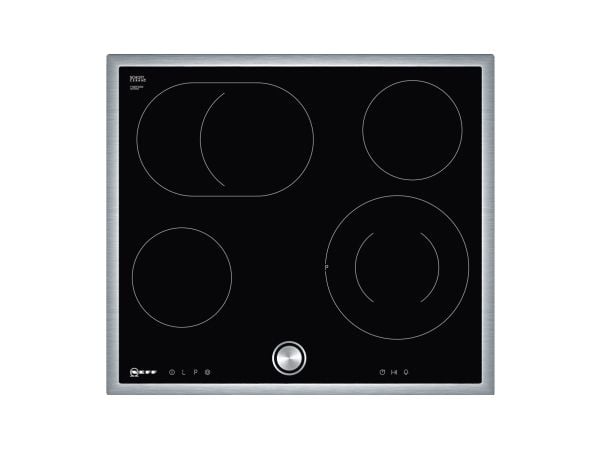 Neff T16BT76N0 - Keramisk komfyrtopp - 4 plater - Nisje - bredde: 56 cm - dybde: 49 cm - med pynt av rustfritt stål - svart