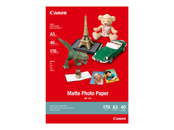 Canon MP-101 - A3 (297 x 420 mm) - 170 g/m² - 40 ark fotopapir - for i6500, 9100, 9950; PIXMA iX7000; S6300, 9000