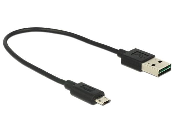 DeLOCK - USB-kaapeli - Micro-USB Type B (han) til USB (han) - USB 2.0 - 20 cm - omvendelig A-stikforbindelse, omvendelig micro B-stikforbindelse - ...