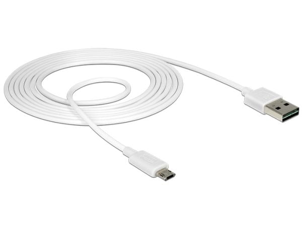 DeLOCK 84808, 2 m, USB A, Micro-USB B, USB 2.0, 0,48 Gbit/s, Valkoinen