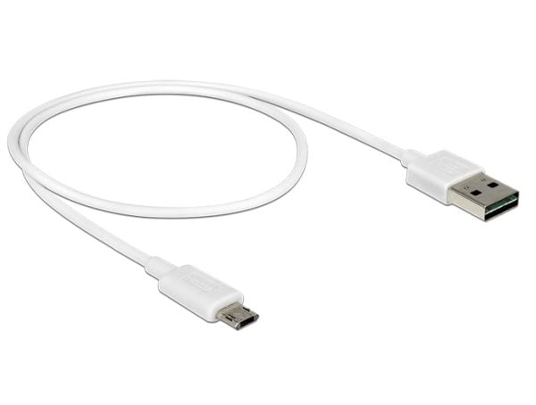 DeLOCK 84806, 0,5 m, USB A, Micro-USB B, USB 2.0, 0,48 Gbit/s, Valkoinen