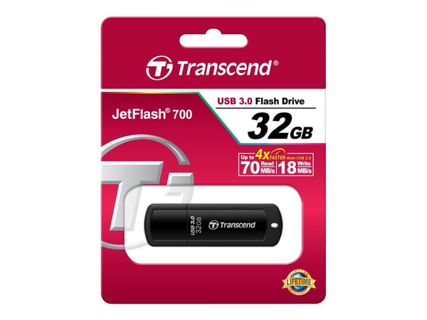 Transcend JetFlash elite 700, 32 GB, USB A-tyyppi, 3.2 Gen 1 (3.1 Gen 1), Suojus, 8,5 g, Musta