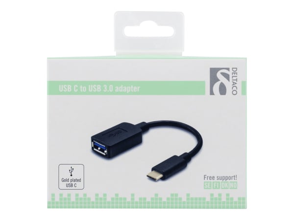 DELTACO USBC-1204 - USB-adapter - USB-type A (hunn) til USB-C (hann) - USB 3.1 - 15 cm - svart