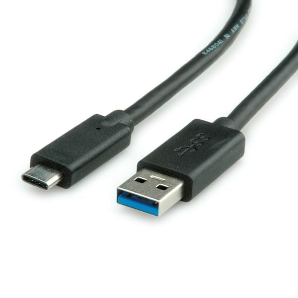 ROLINE USB 3.1 Cable, A-C, M/M 0.5 m, 0,5 m, USB A, USB C, USB 3.2 Gen 1 (3.1 Gen 1), 5 Gbit/s, Sort