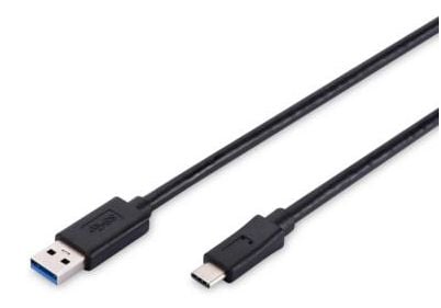 ASSMANN - USB-kaapeli - USB tyyppi A (uros) - USB-C (uros) - USB 3.0 - 1 m - muotoiltu - musta