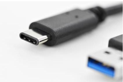 ASSMANN - USB-kaapeli - USB tyyppi A (uros) - USB-C (uros) - USB 3.0 - 1 m - muotoiltu - musta