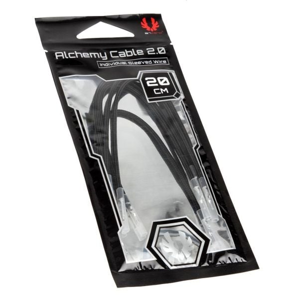 BitFenix Alchemy 2.0 - Strömkabel - 20 cm - formpressad, tvinnad - svart (paket om 5)