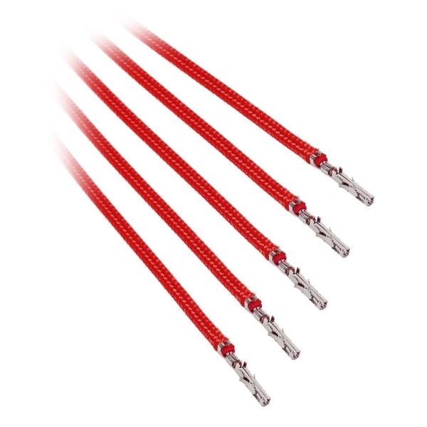 BitFenix Alchemy 2.0 - Strömkabel - 40 cm - formpressad, tvinnad - röd (paket om 5)