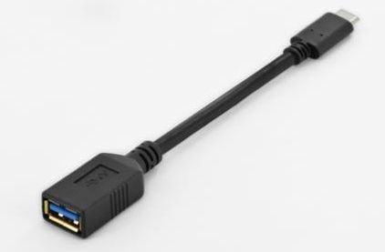 ASSMANN - USB-kaapeli - USB Type A (naaras) - USB-C (uros) - USB 3.0 - 15 cm - muotoiltu - musta