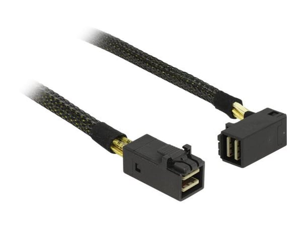 Delock - SAS intern kabel - SAS 12Gbit/s - 4 x Mini SAS HD (SFF-8643) (hann) til 4 x Mini SAS HD (SFF-8643) (hann) - 1 m - 90° kontakt