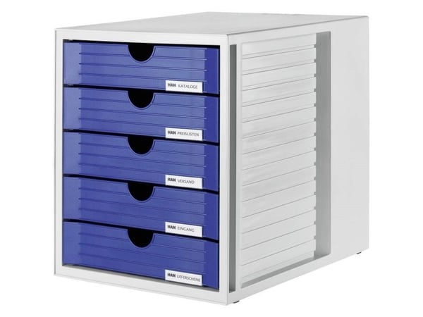 HAN System, Blå, Polystyrol, 5 lådor, 330 mm, 275 mm, 320 mm