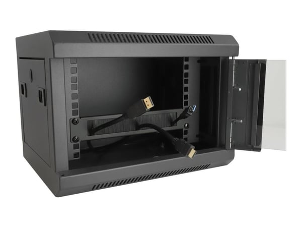 Delock - Panel med rektangulär kabelgenomgång - rackmontering - svart - 1U - 10"